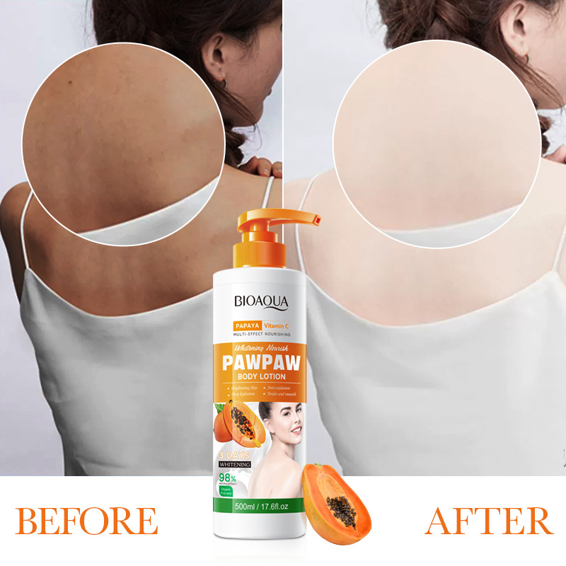 All-english BIOAOUA Papaya Vitamin C Whitening Body Lotion Brightening Body Lotion Cross-border export wholesale Application Scenario