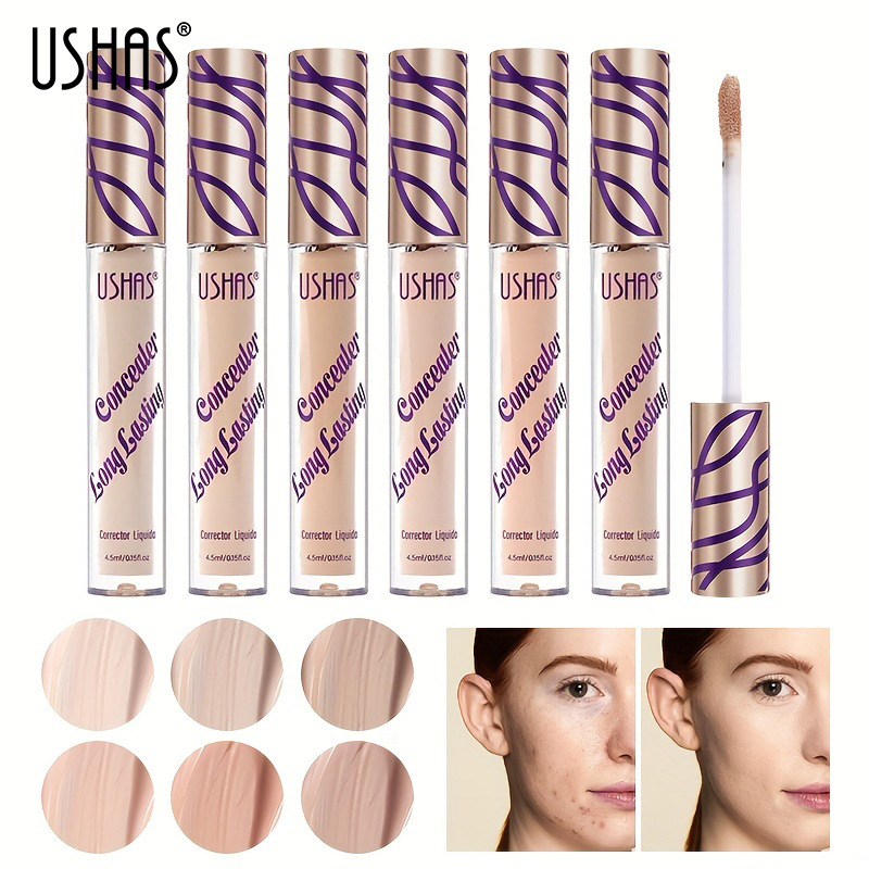 USHAS cross-border in-stock 6-color concealer pen cream moisturizes and lasts long, effectively conceals spots, acne marks and dark circles, making them look natural and three-dimensional full figure