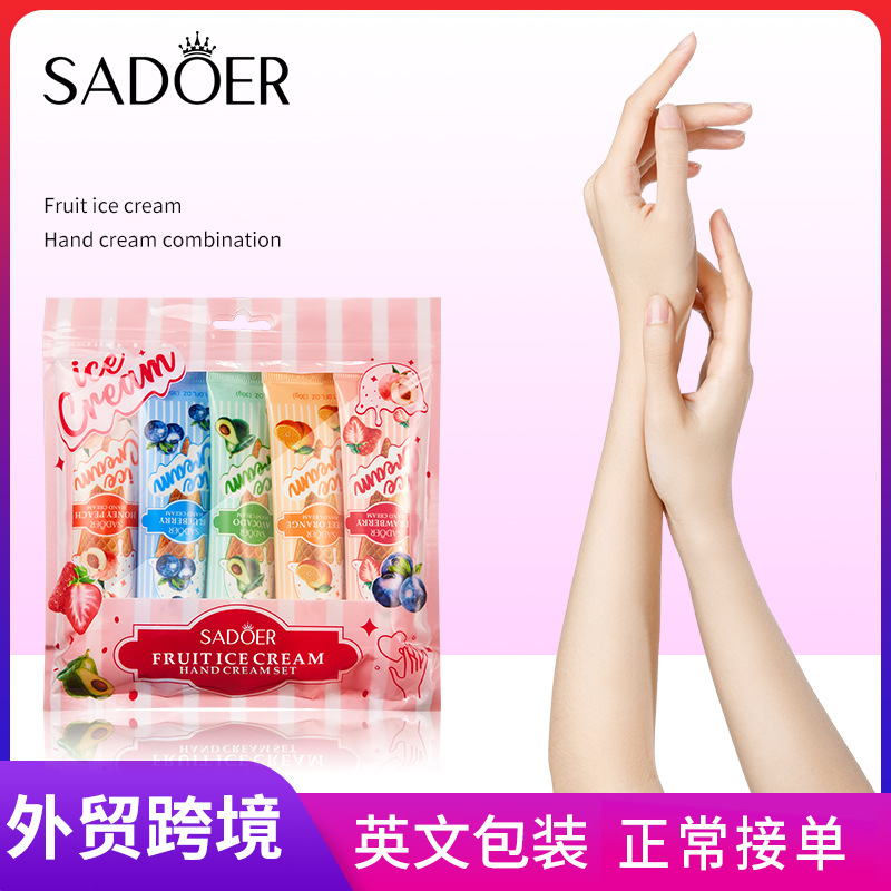 Cross-border wholesale of SADOER fruit ice cream hand cream series moisturizing autumn and winter hand cream in English full figure