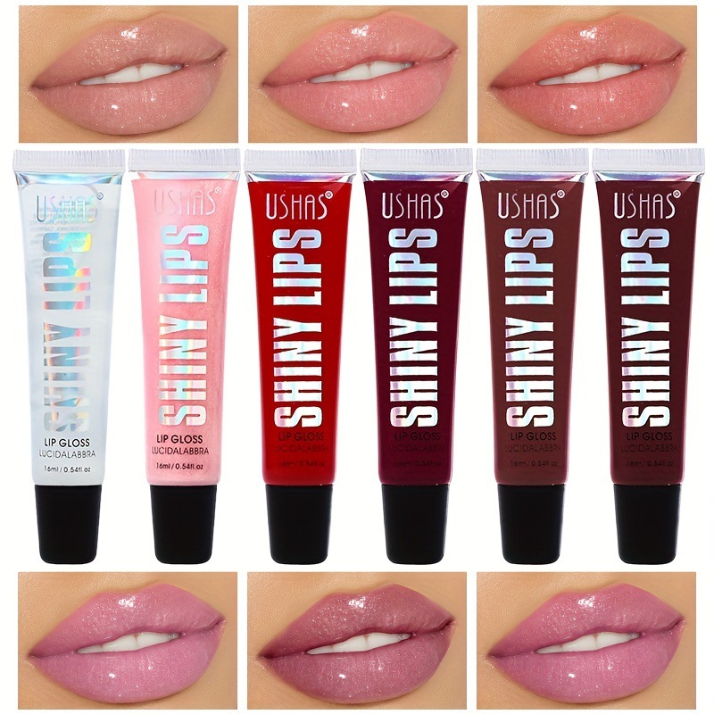 USHAS Amazon's best-selling cross-border 6-color long-lasting waterproof lipstick, lip gloss, matte lip gloss and lip gloss for women, moisturizing full figure