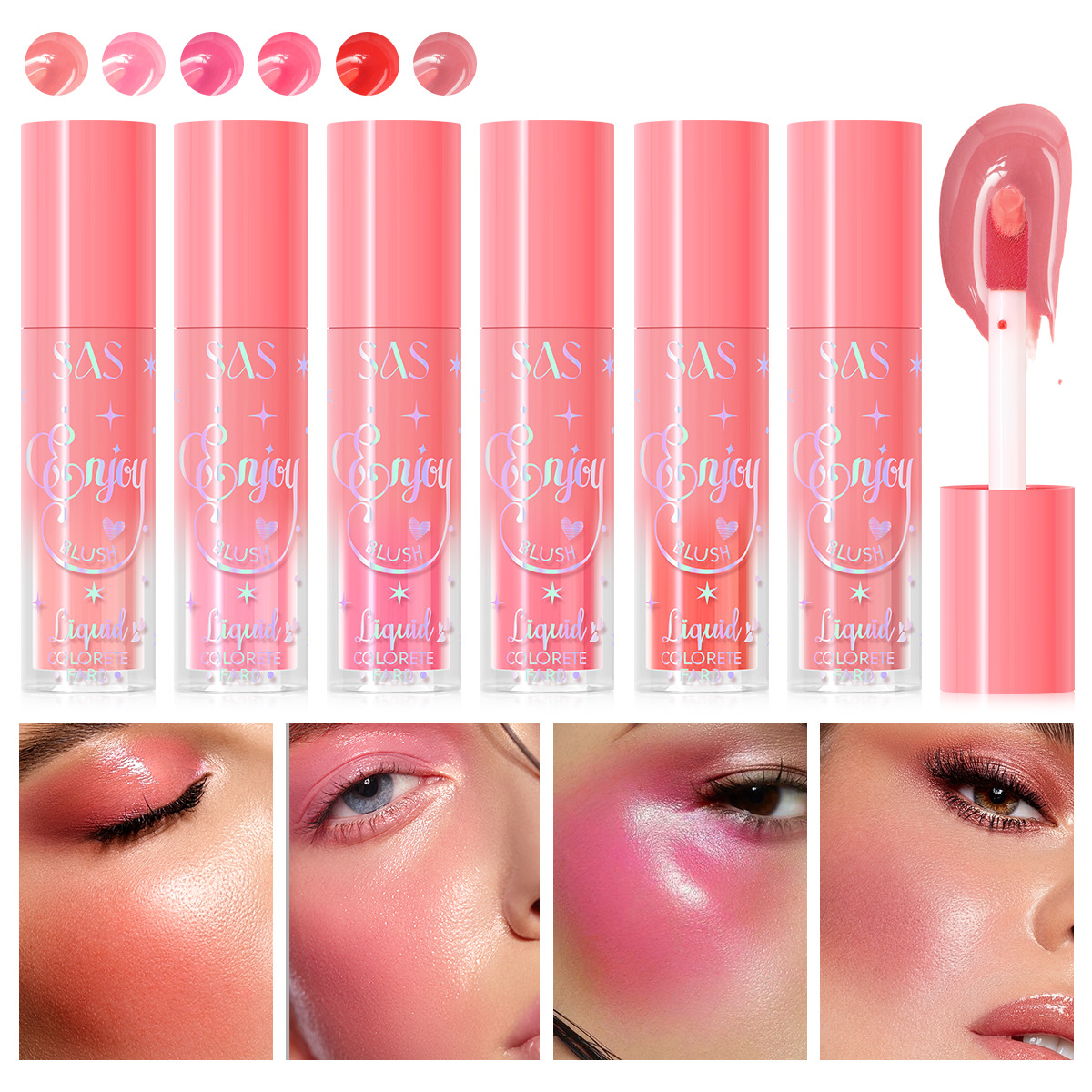 SAS Cross-border Specialized Beauty Product SAC164 is a best-selling color, waterproof, long-lasting and natural liquid blush full figure