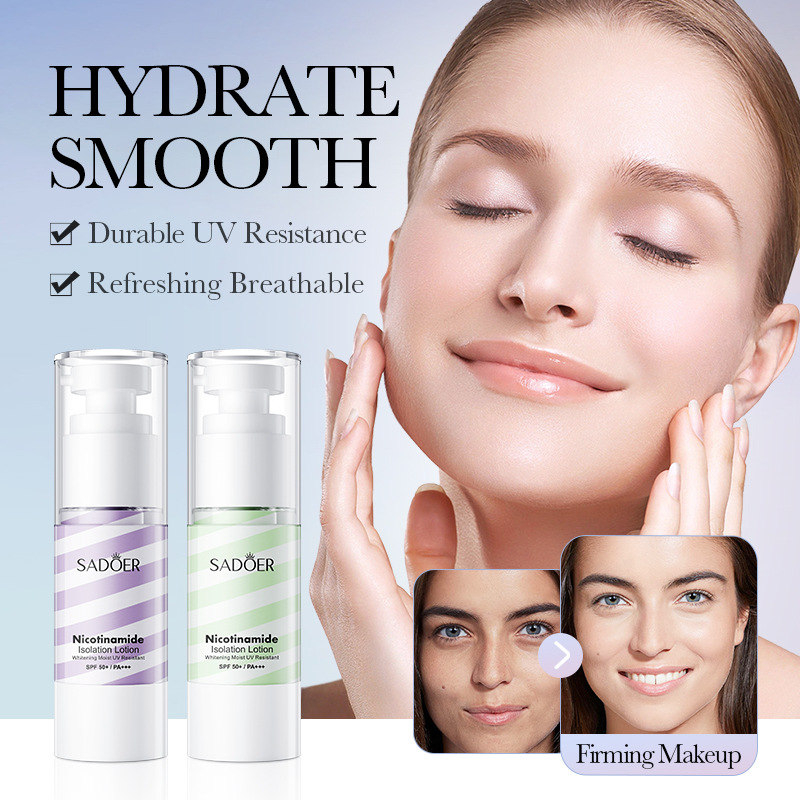 Cross-border wholesale of all-English SADOER Nicotinamide Moisturizing Two-tone Primer and Concealer that won't Smudge easily details Picture