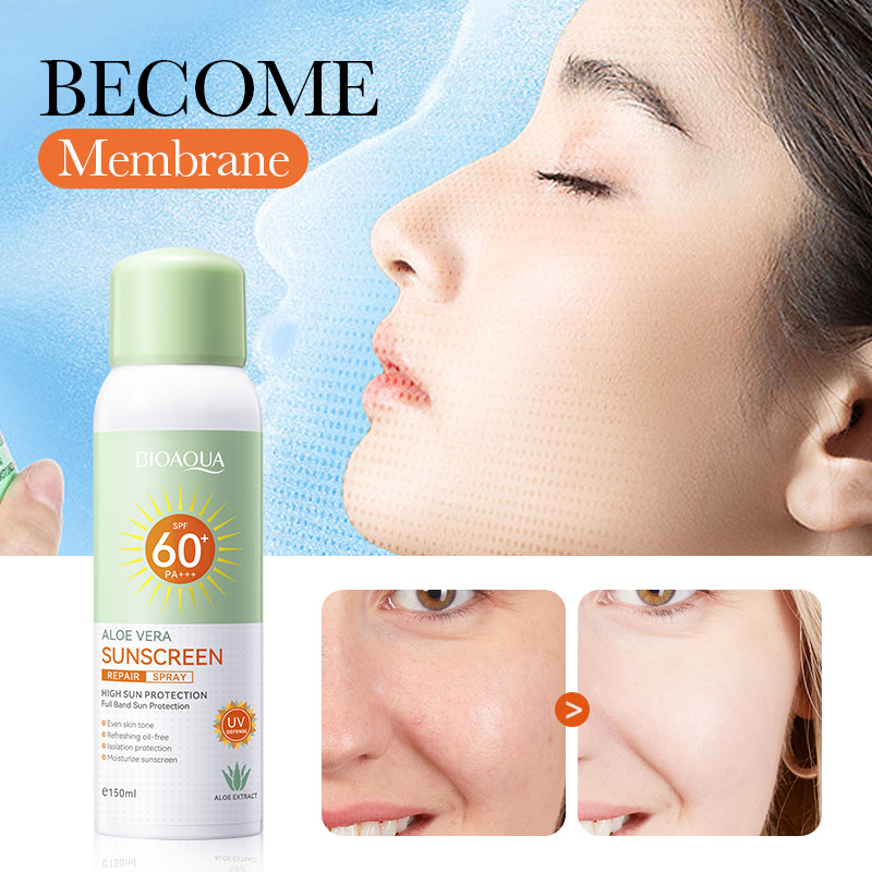All-english BIOAOUA Aloe Vera Sunscreen Three-in-One Sunscreen Spray Cross-border wholesale Specification drawing