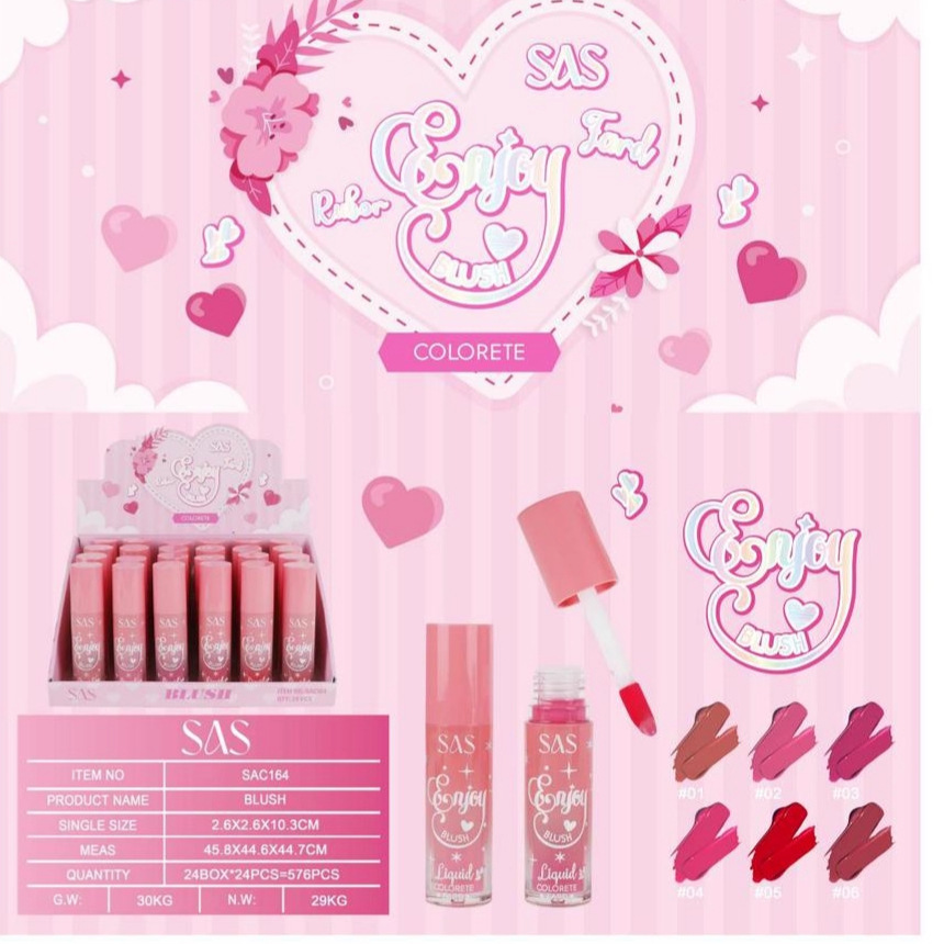 (Display Box)SAS Cross-border Specialized Beauty Product: Best-selling Color, Waterproof, Long-lasting Natural Liquid Blush SAC164 full figure
