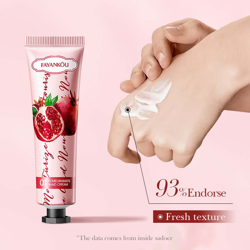 Full English FAYANKOU Pomegranate Hand Cream Moisturizing Autumn and Winter Anti-cracking Hand Cream Cross-border export wholesale Application Scenario