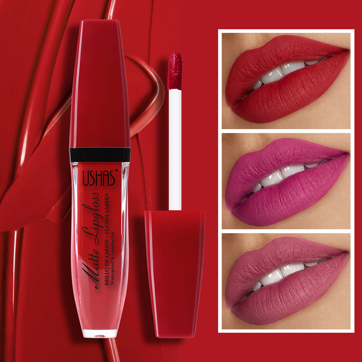 USHAS European and American cross-border stock velvet matte lip gloss, waterproof, moisturizing, long-lasting non-stick cup lip gloss LG2537 details Picture