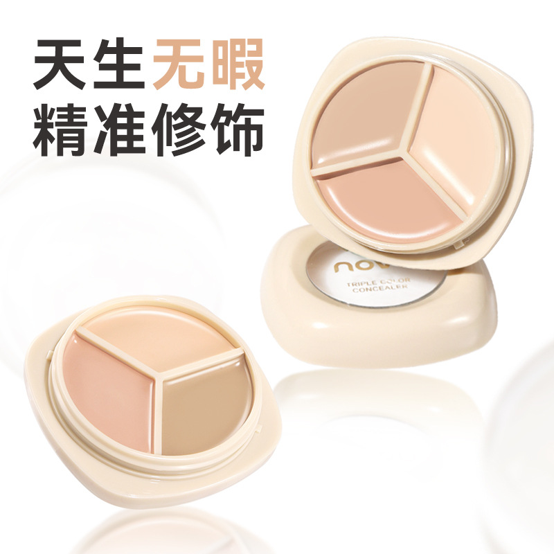 NOVO6272 Moisturizing Three-Color Concealer, Super Moisturizing cream, smooth and creamy, light and thin concealer, affordable for students on Instagram full figure
