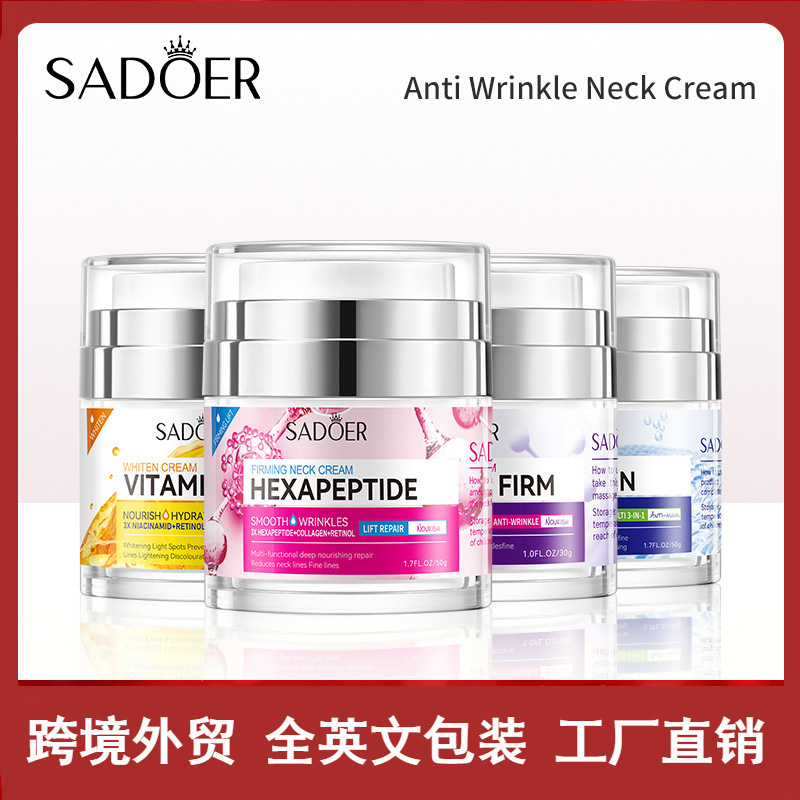 All-english face cream, eye cream, SADOER anti-wrinkle, hydrating, Moisturizing, anti-wrinkle, brightening and neck beauty cream, cross-border export wholesale full figure