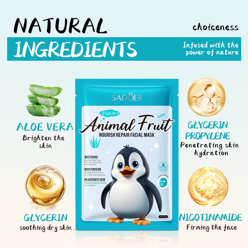 Cross-border export wholesale of SADOER Penguin Aloe Vera Nourishing and Repairing Mask, Hydrating and Moisturizing Mask Item Picture