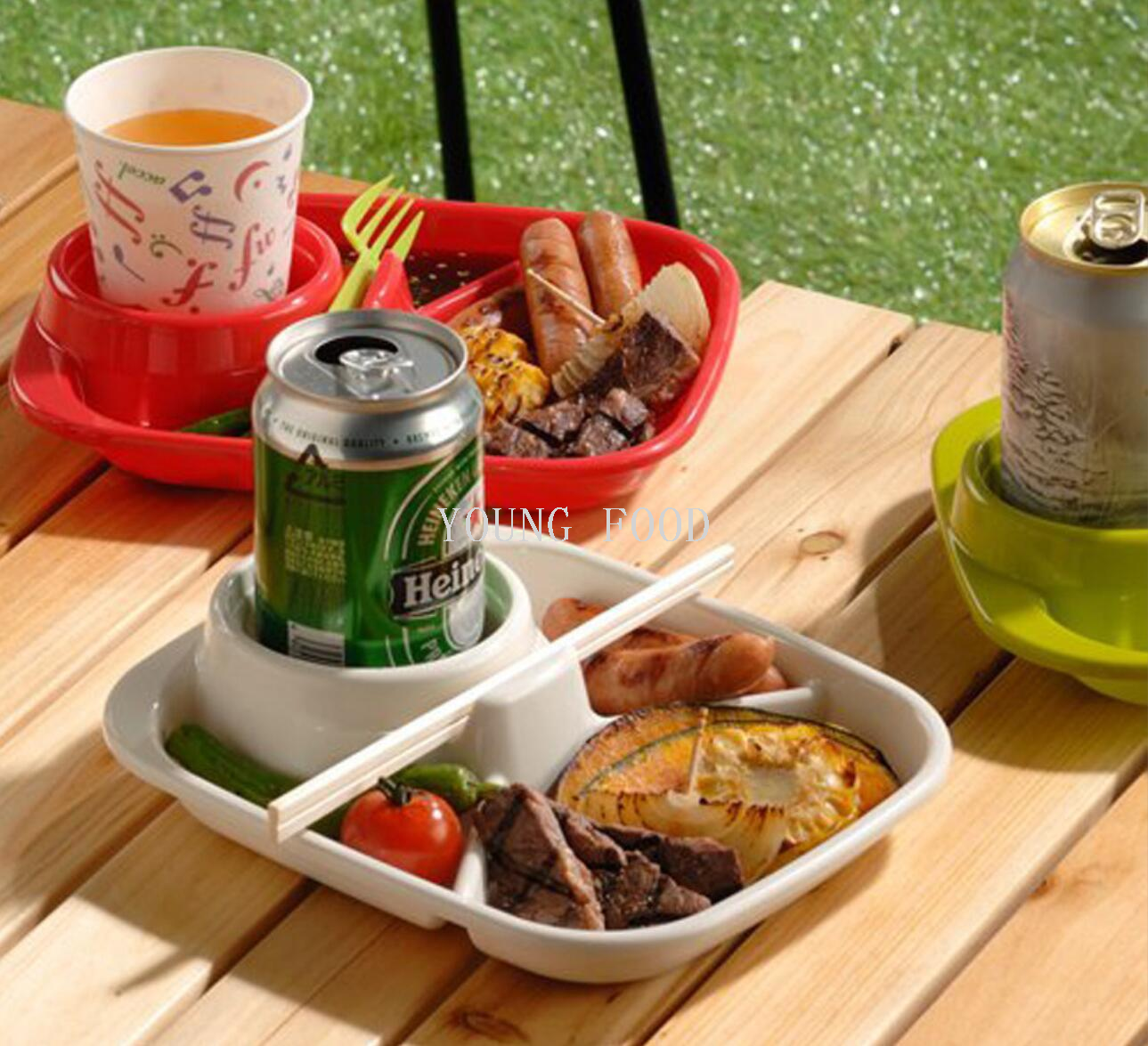 包邮！日本进口户外野餐果盘零食盘套装 野餐碗多格塑料盘 水果盘详情10