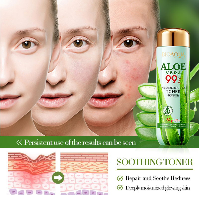 All-english BIOAOUA Aloe Vera Hydrating and Soothing Toner Firming and Moisturizing Water Cross-border export wholesale details Picture