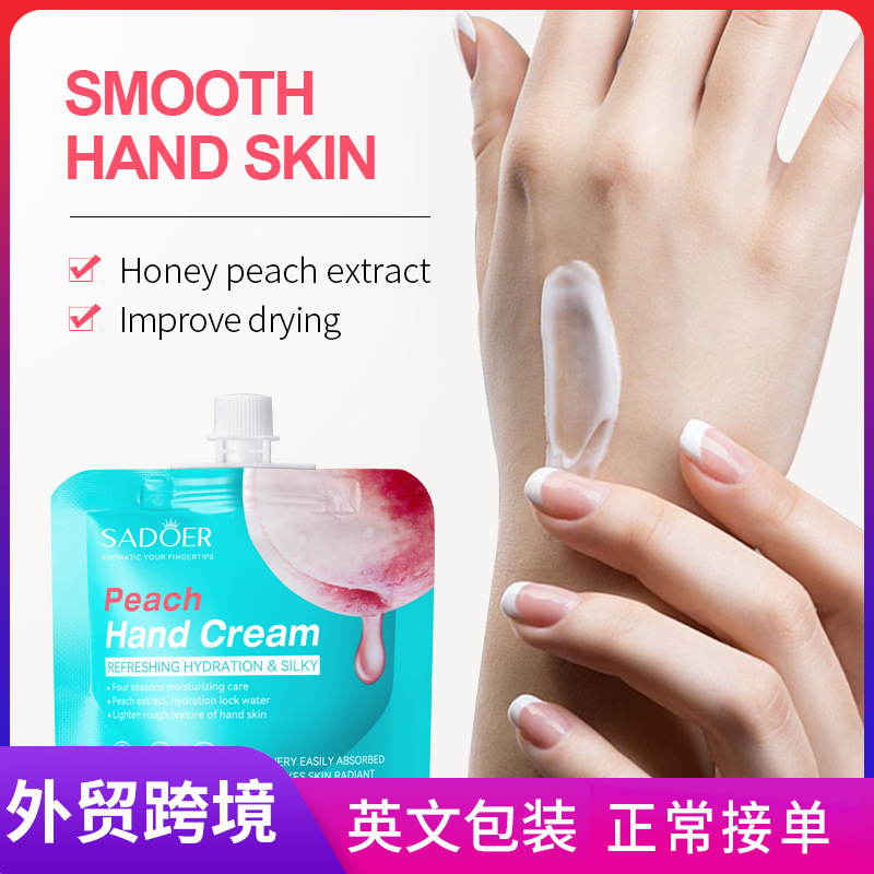 SADOER Peach Hydrating Hand Cream in Full English: Moisturizing, Hydrating, Nourishing, Refreshing and Moisturizing Cross-border export wholesale full figure