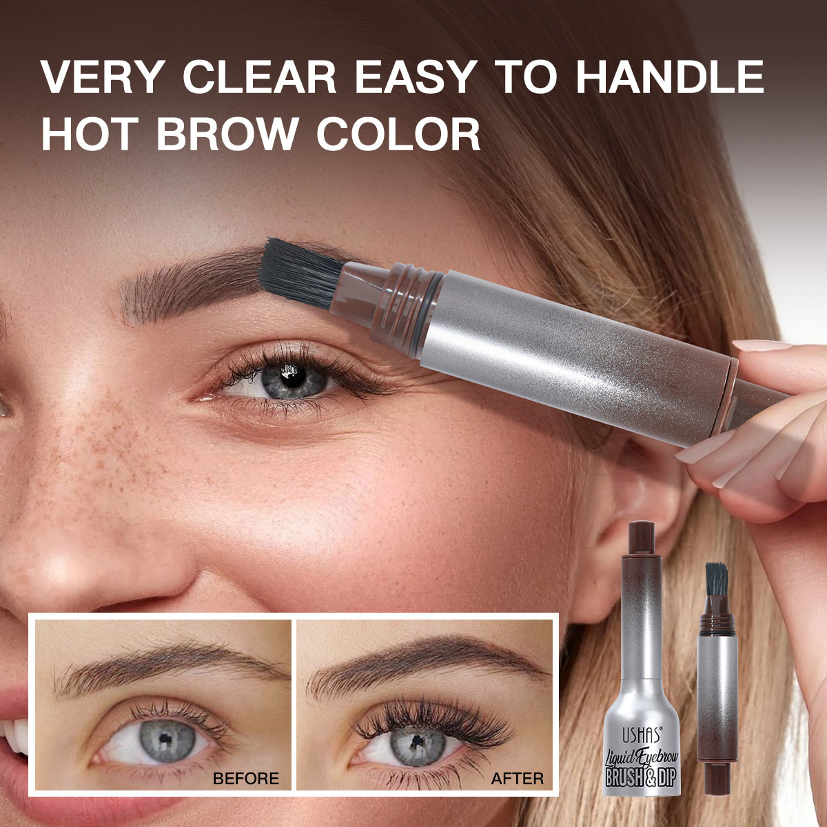 USHAS cross-border hot-selling eyebrow dye, Amazon eyebrow gel, waterproof, non-smudging, long-lasting eyebrow cream details Picture