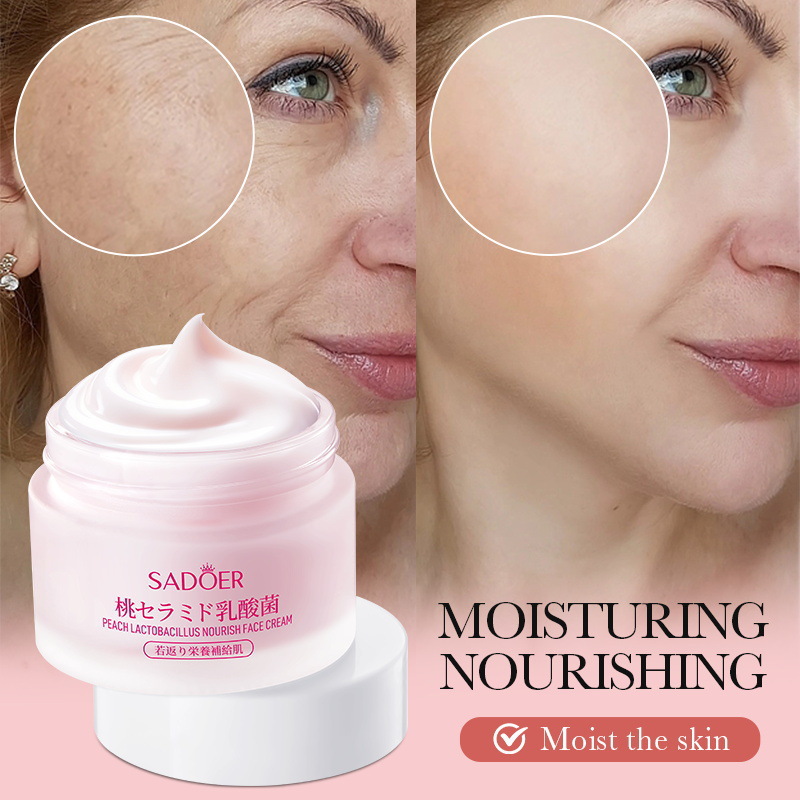 Full English SADOER Peach Lactic Acid Bacteria Nourishing Skin Care Product Set, Facial Cleanser and Cream cross-border export wholesale Item Picture