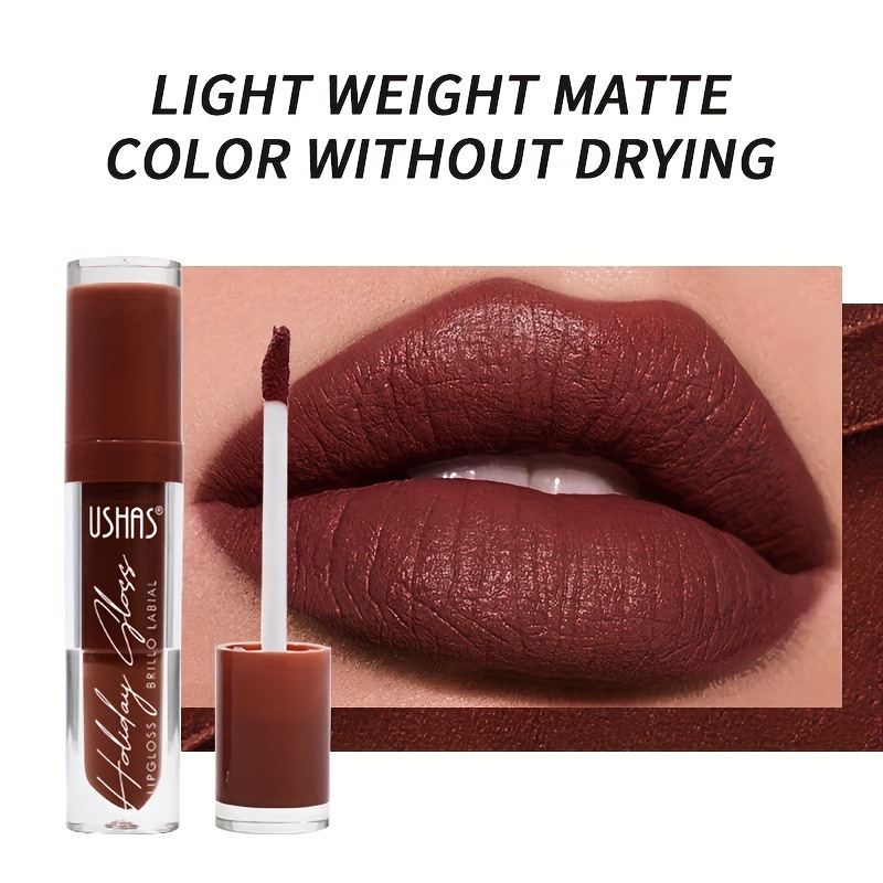 USHAS cross-border in-stock hot sale non-stick cup liquid waterproof lipstick lip gloss matte high pigment lip gloss from Europe and America Specification drawing
