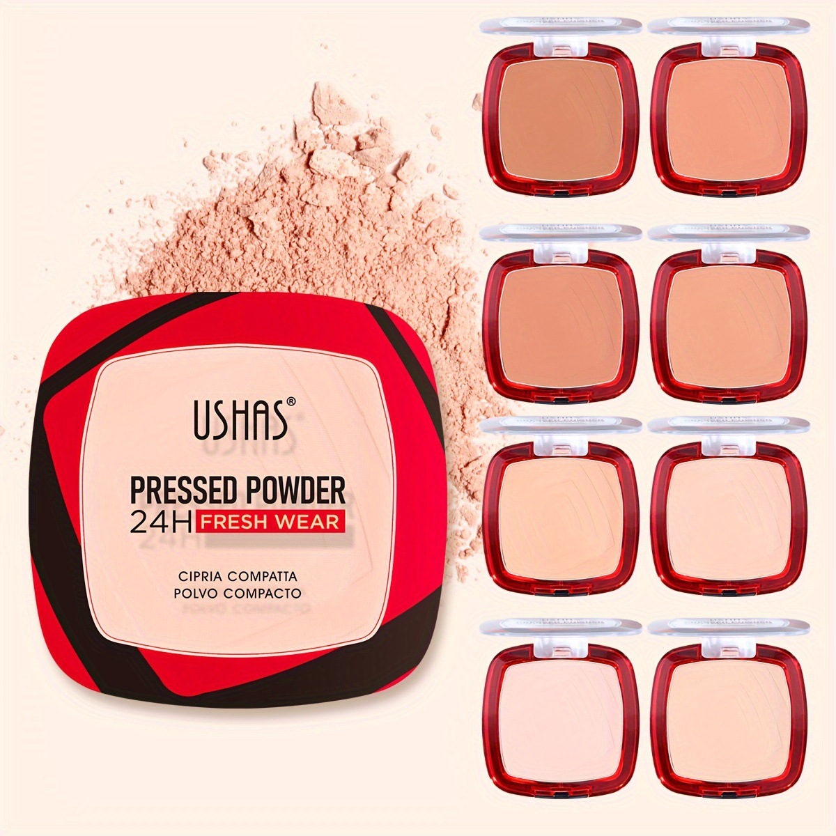 USHAS cross-border in-stock makeup powder compact FC648A+B for setting, concealing, long-lasting water resistance, moisture retention and non-smudging full figure