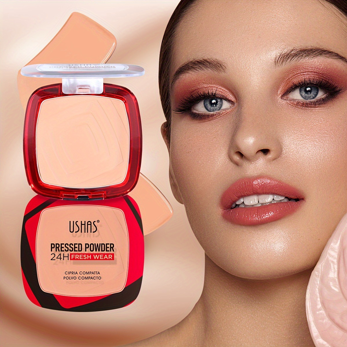 USHAS cross-border in-stock makeup powder compact FC648A+B for setting, concealing, long-lasting water resistance, moisture retention and non-smudging details Picture