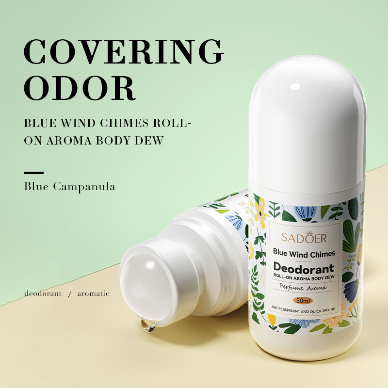 Cross-border wholesale of all-English SADOER Blue Wind Bell Ball Body Lotion with lingering Fragrance, compact and portable ball Antiperspirant Specification drawing