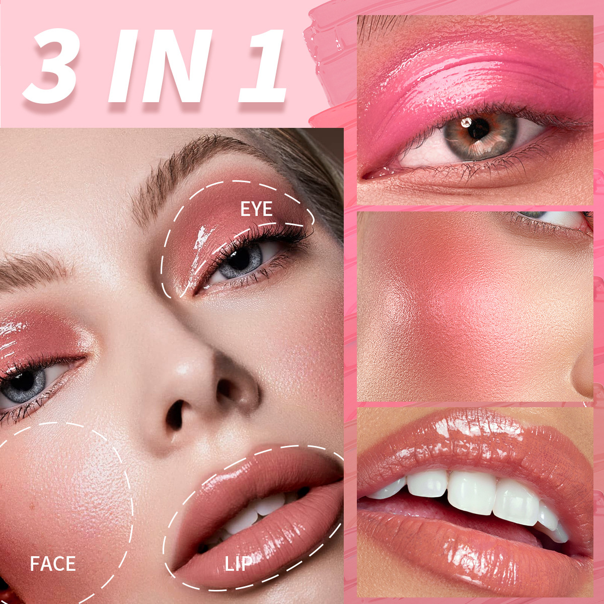 (Display Box) USHAS Cross-border Beauty Special Blush Cream Heart Liquid Tube Blush Wholesale UC131 Specification drawing