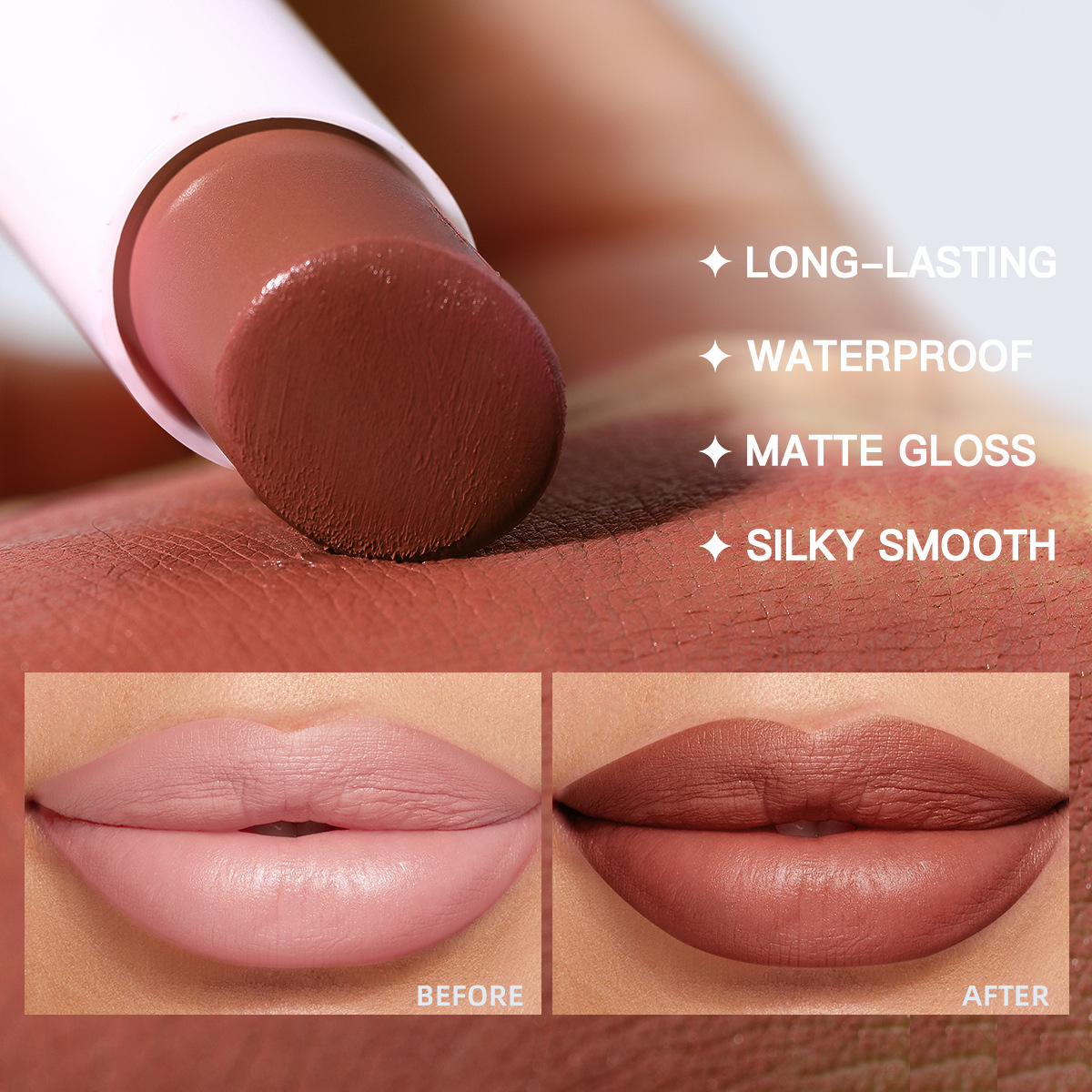 USHAS Cross-border Bestseller Non-stick Cup long-lasting waterproof matte lipstick + lip liner pen Set 12 colors UCS004 Specification drawing