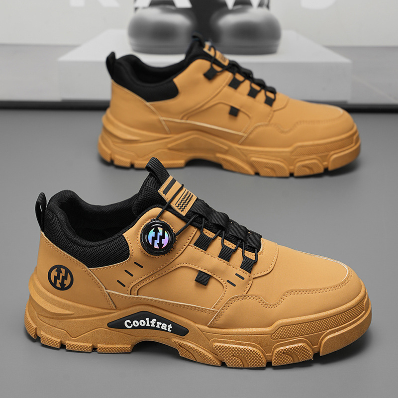 New men's shoes for Spring 2025: Breathable work shoes, trendy and versatile Dr. Martens boots, men's thick-soled white sneakers, and sports board shoes details Picture