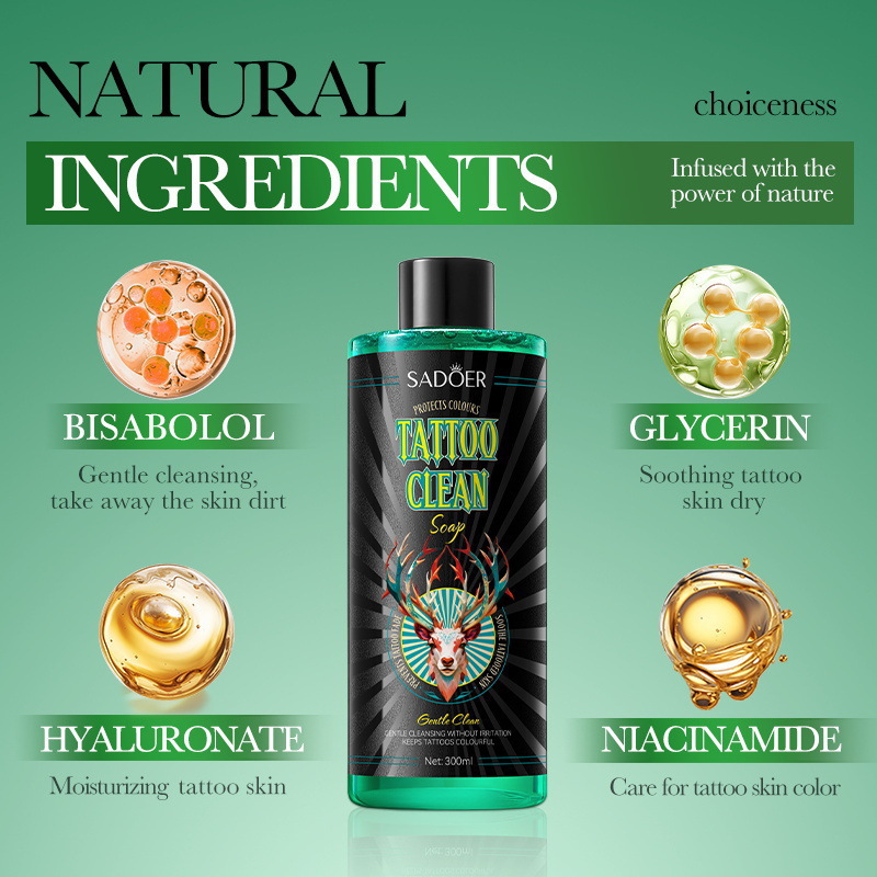 SADOER tattoo color Care and cleaning soap Liquid for body cleaning, cross-border export wholesale Specification drawing