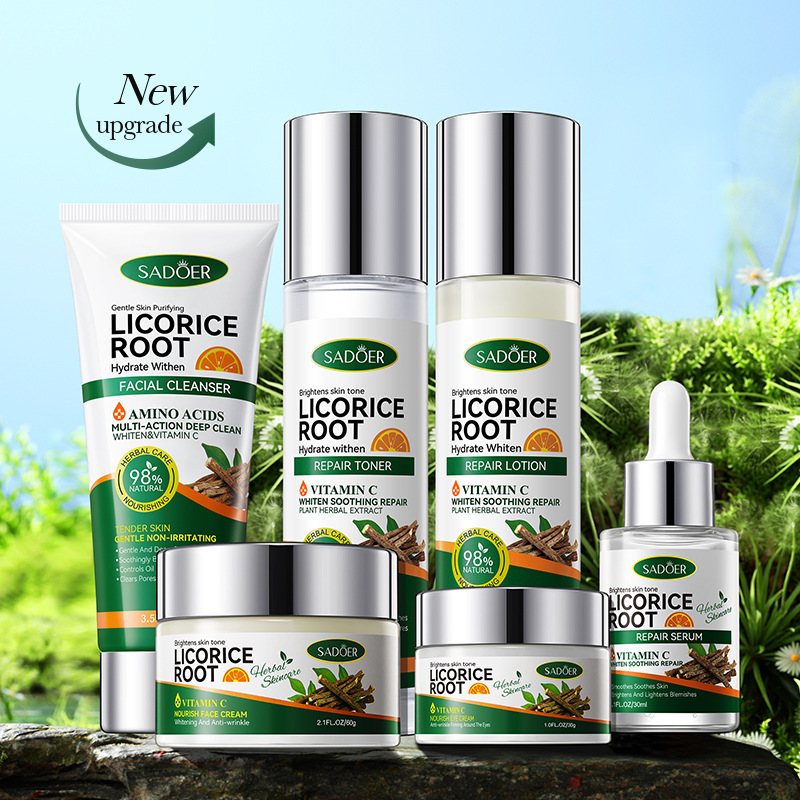 Cross-border export wholesale of SADOER licorice VC Hydrating, Whitening and Nourishing six-piece skin care Set Item Picture