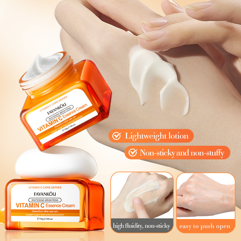 Cross-border export wholesale of all-English VC Whitening and Moisturizing cream FAYANKOU Brightening and Nourishing Essence Cream Application Scenario