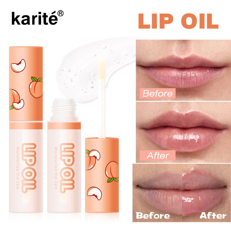 kiss beauty Peach Lip Gloss Moisturizing Lips Transparent Water Gloss Lip Gloss Glass Lips Non-Stick Cup Lip Gloss full figure