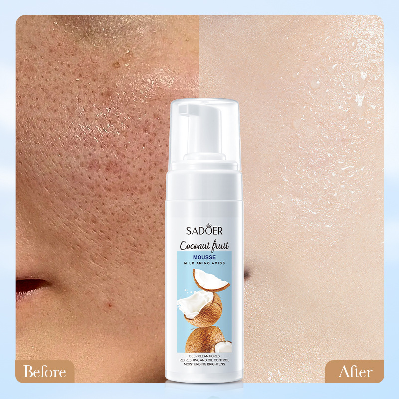 Cross-border export wholesale of all-English SADOER coconut amino acid cleansing mousse and foaming facial cleanser Item Picture