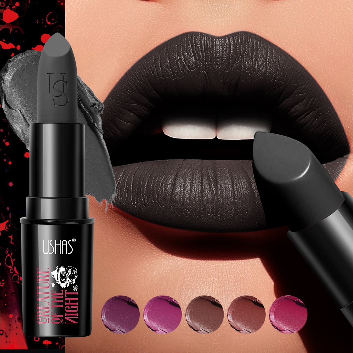 USHAS Foreign Trade Halloween in-stock Amazon Cross-border bestseller Lipstick Waterproof long-lasting non-stick Cup matte lipstick full figure