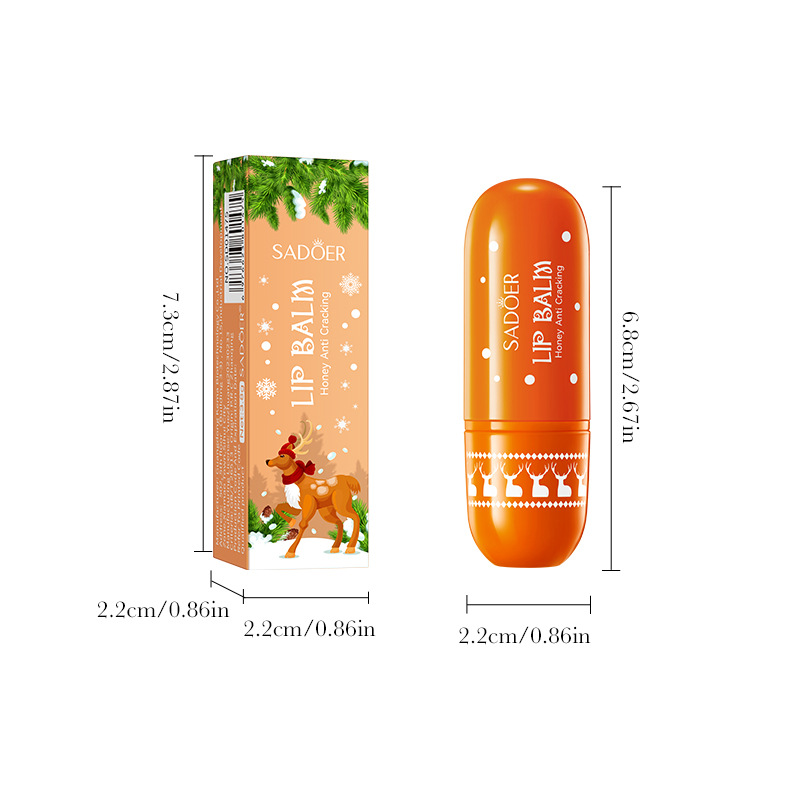 All-english SADOER Christmas Honey Anti-Cracking Lip Balm, autumn and winter anti-cracking lip balm cross-border export wholesale Item Picture