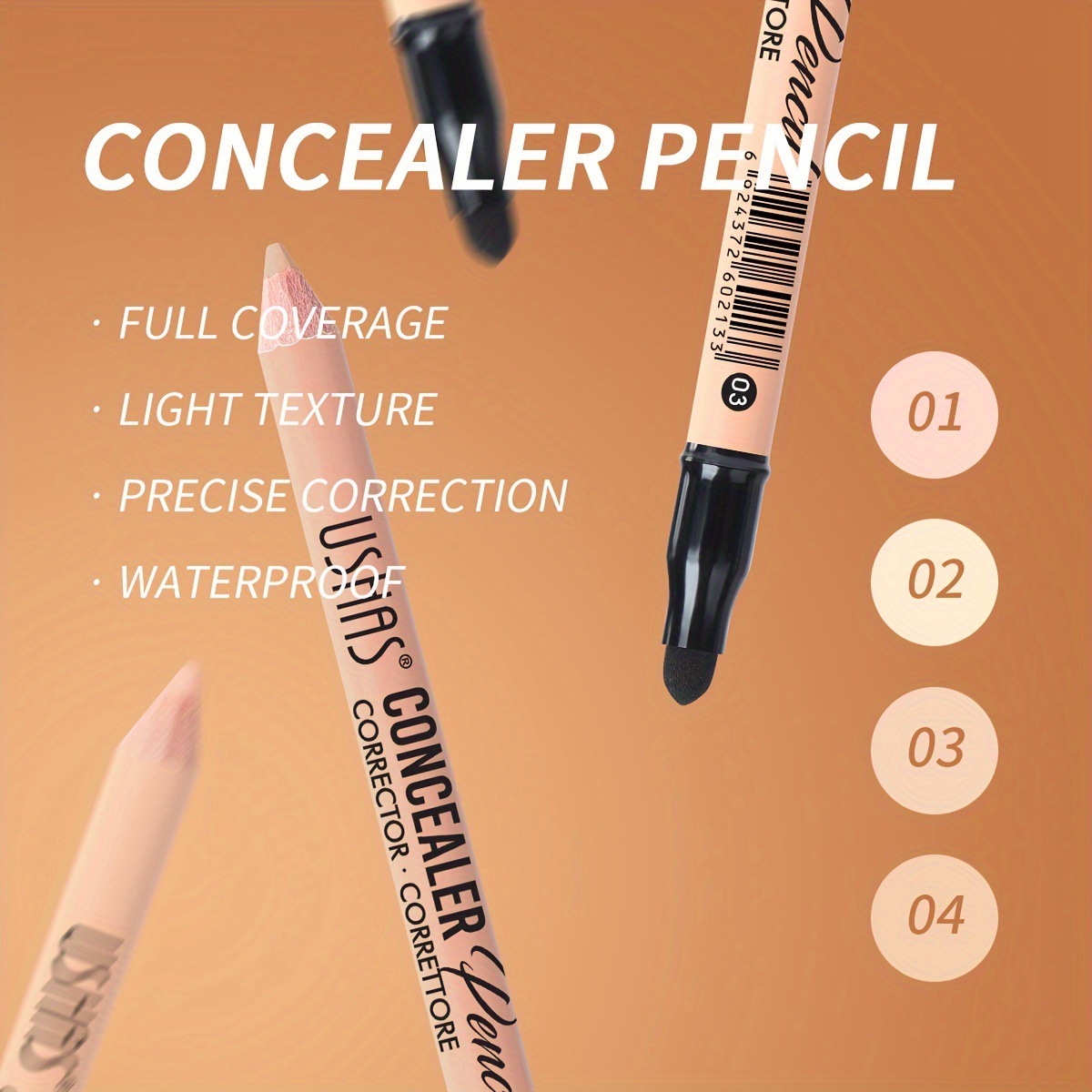 USHAS European and American cross-border stock Concealer P1035 Long-lasting Acne Coverage, brightening Skin Moisturizing Concealer Pen Specification drawing