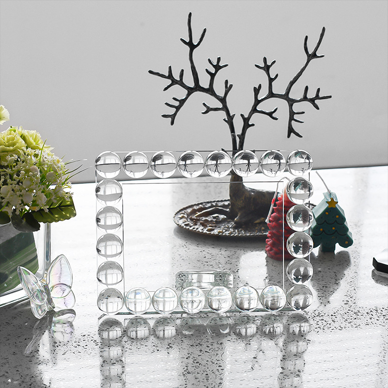 Light luxury crystal glass photo frame, exquisitely handcrafted transparent photo frame, living room, home, office commemorative gift pic 2