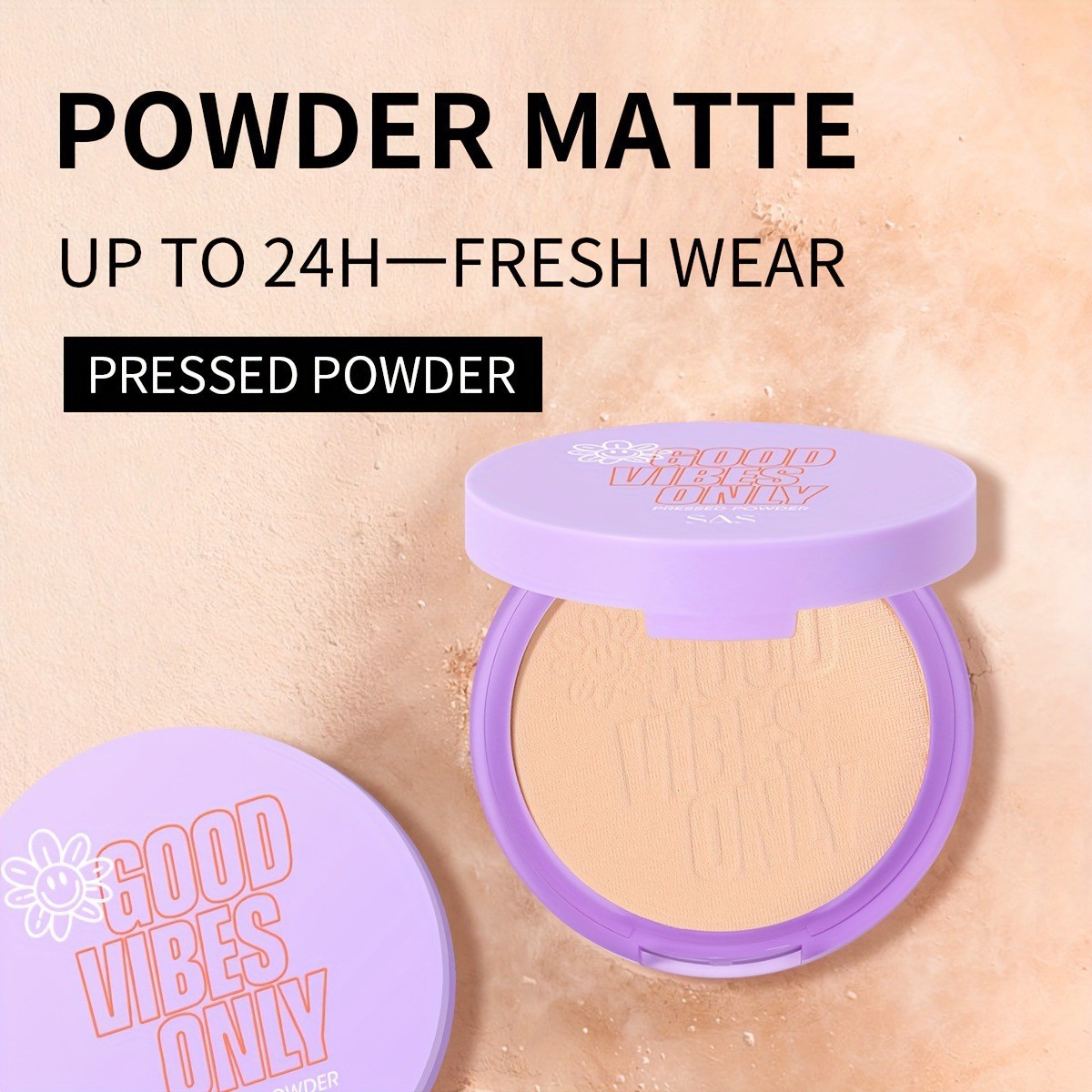 USHAS European and American cross-border stock powder compact, matte finish, concealer, oil-control, dry and wet dual-purpose, waterproof and sweat-proof SAF031A details Picture