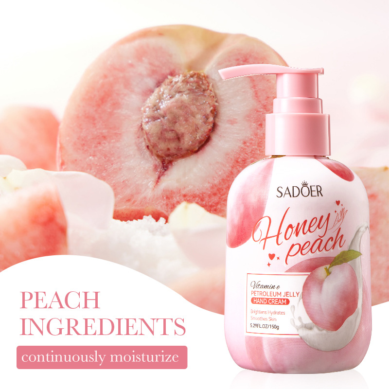 Full English SADOER Peach VE Vaseline Hand Cream Anti-Cracking Press Hand Cream Cross-border export wholesale Specification drawing
