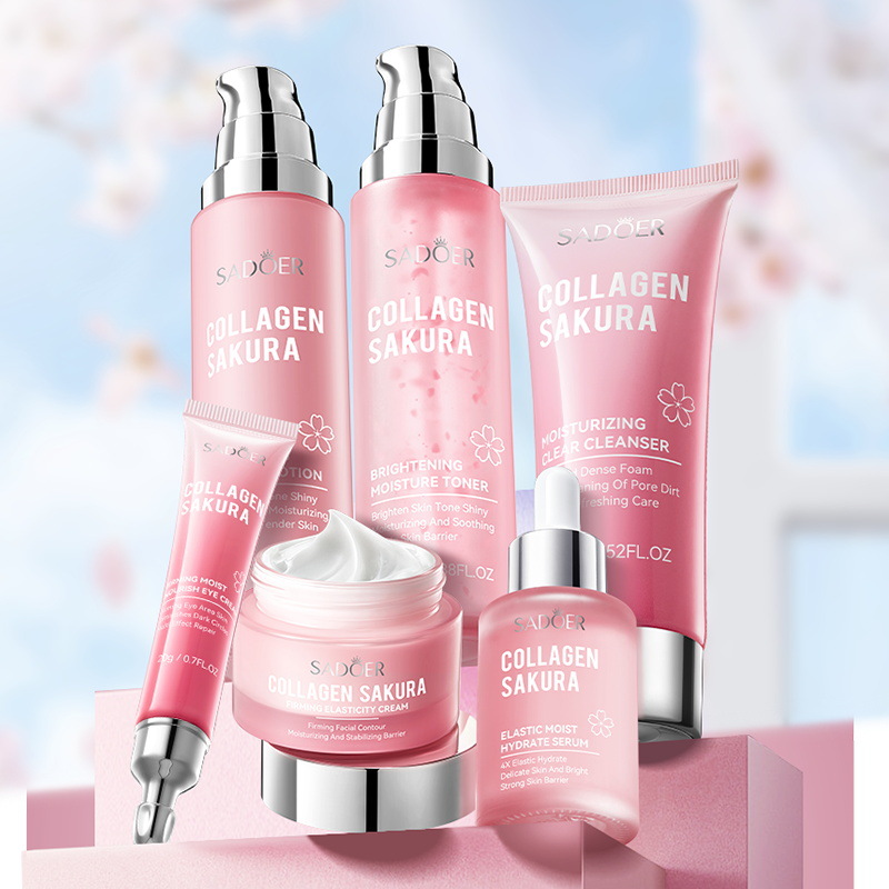 Cross-border export wholesale of SADOER Sakura Collagen Moisturizing and Rejuvenating Six-piece Hydrating Set Item Picture