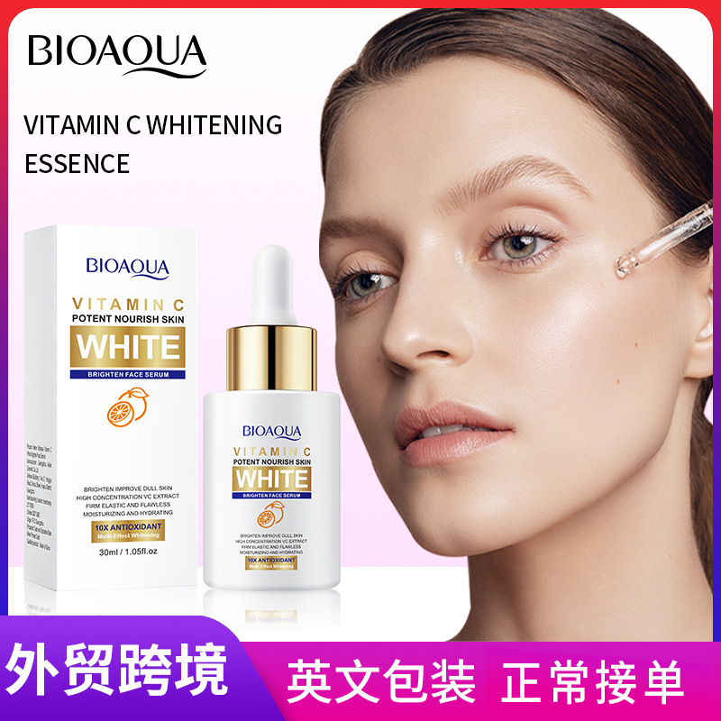 Cross-border export wholesale of all-English BIOAOUA Vitamin C Whitening Facial Essence, Brightening and spot-removing Essence full figure