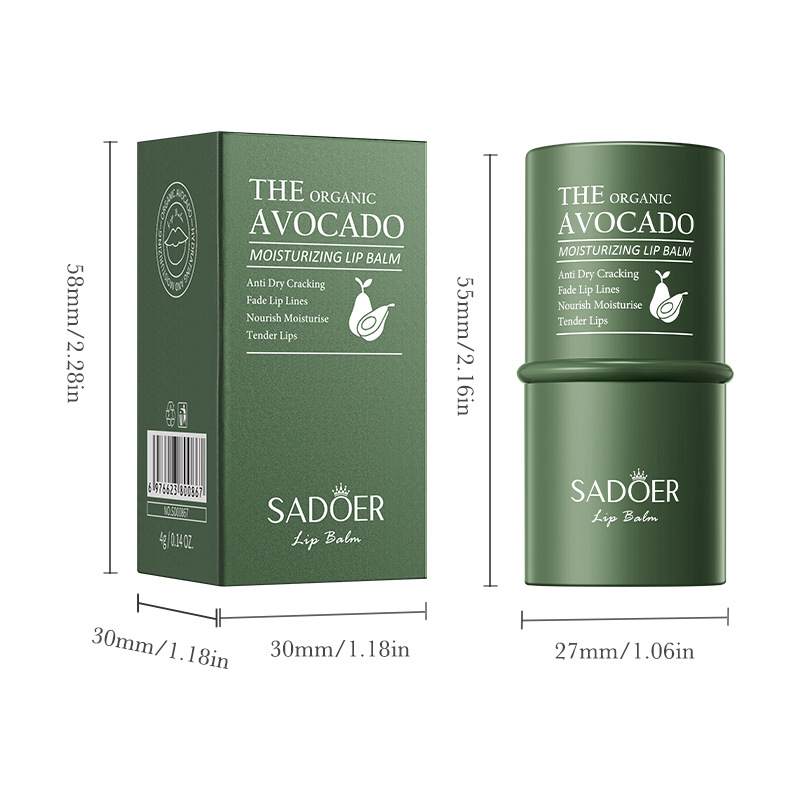 All-english SADOER Avocado Moisturizing Lip Balm for autumn and winter lip care, cross-border export wholesale Item Picture