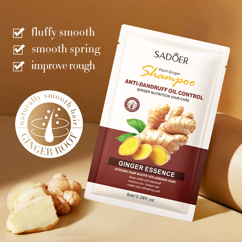 All-english ginger shampoo bag SADOER Moisturizing, Softening, Deep Cleansing portable set cross-border export wholesale details Picture