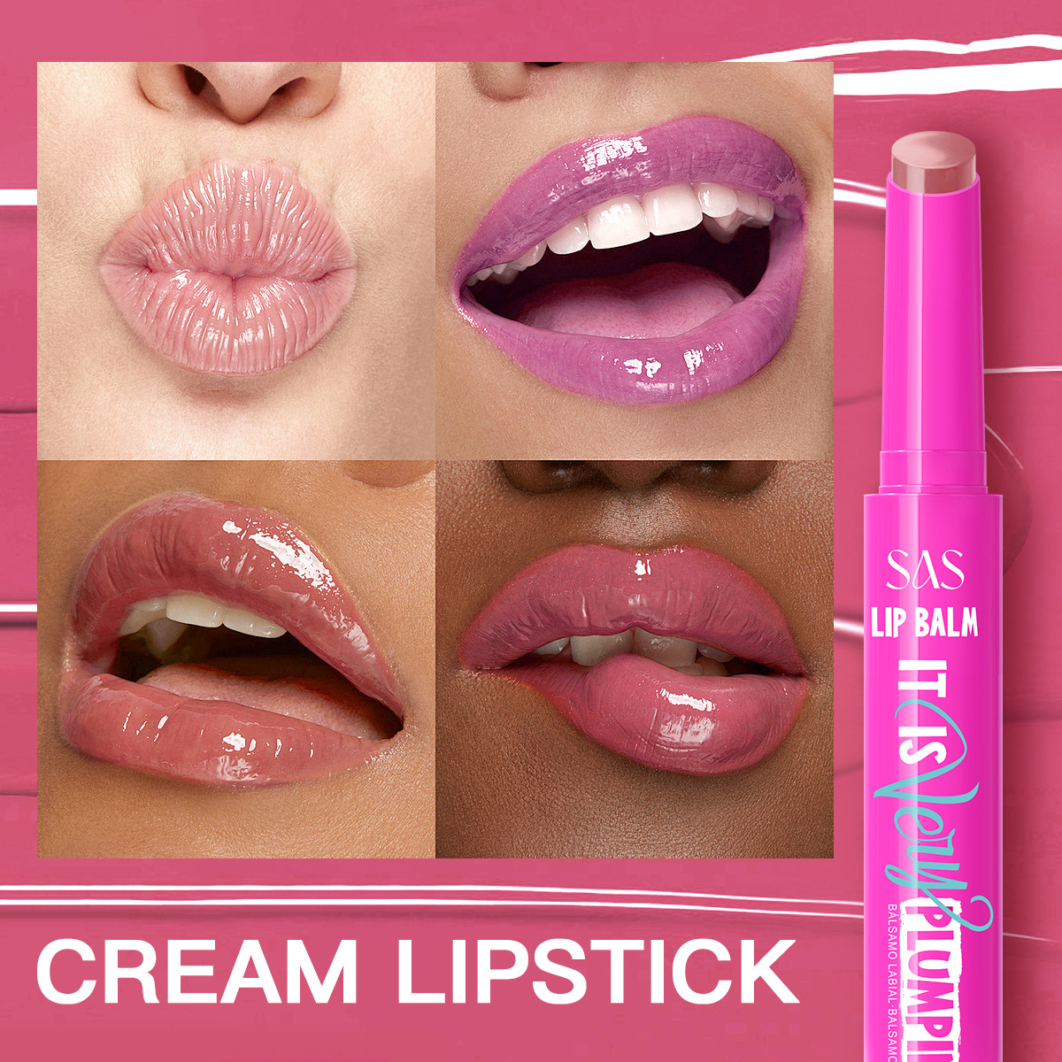 (Display Box)SAS Cross-border Best-selling double-head nude matte lip brush, waterproof matte, long-lasting non-staining of cup rim red Specification drawing