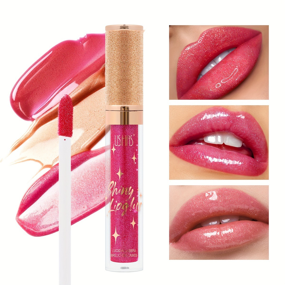 USHAS cross-border in-stock liquid lip gloss, lip gloss, lip mud, lip blush, lip gloss, mirror, water, lipstick and makeup LG2582B full figure