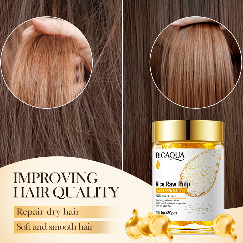 Full English BIOAOUA Rice Extract Repairing and Nourishing Hair Care Capsules Essential Oil Conditioner Cross-border export wholesale Application Scenario