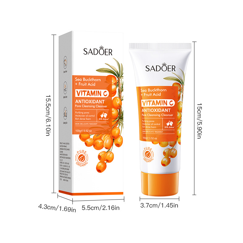 All-english SADOER Sea buckthorn Vitamin C Antioxidant Cleansing Facial Cleanser Cross-border export wholesale Item Picture