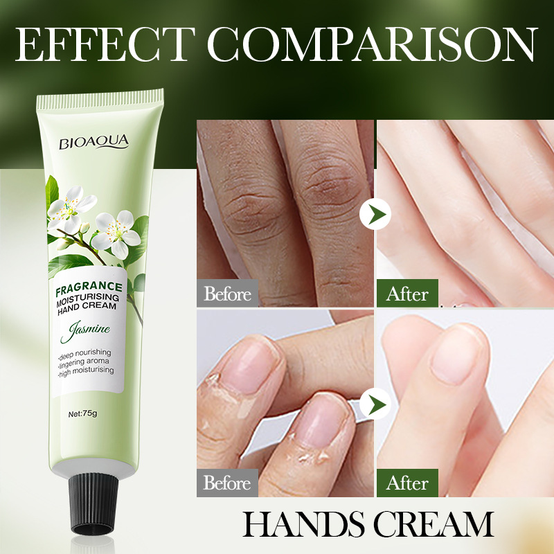 All-english BIOAOUA Jasmine Moisturizing Hand Cream for Autumn and Winter cross-border export wholesale Application Scenario