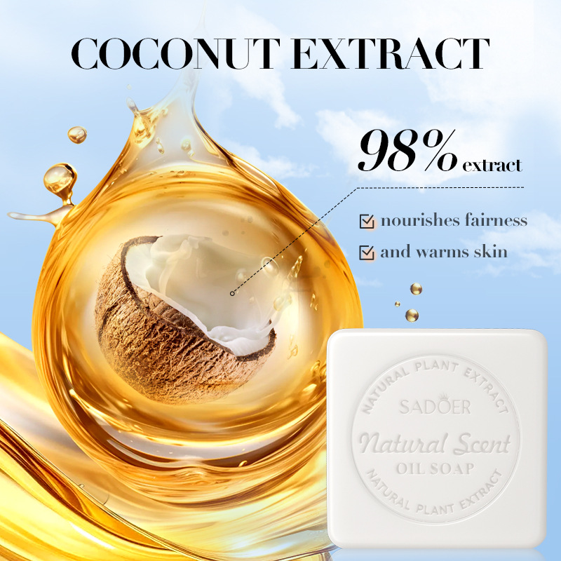SADOER natural coconut essential oil soap for cleansing the body, universal handmade soap, cross-border export wholesale Specification drawing