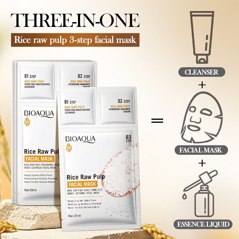 BIOAOUA Rice Puree Trilogy Mask (Foreign Language Version) 0.8g+0.8ml+25ml Application Scenario