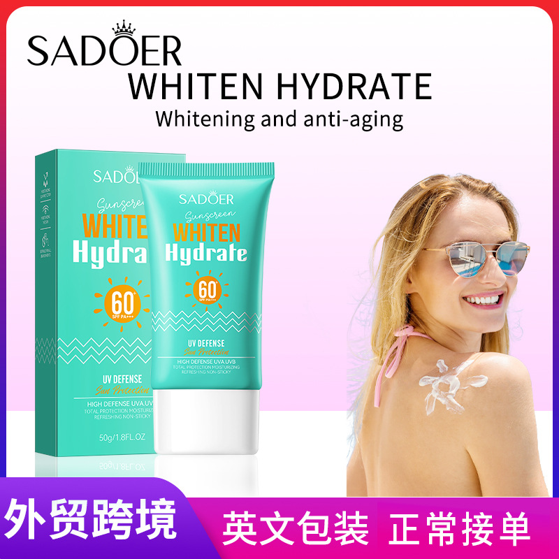Full English SADOER Whitening Hydrating Sunscreen, Isolation Cream, UV Protection Sunscreen Lotion cross-border export wholesale full figure