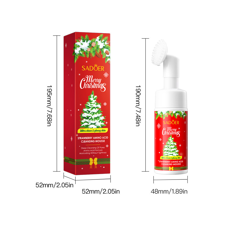 Cross-border export wholesale of SADOER Christmas Strawberry amino acid Facial Cleanser Mousse Item Picture