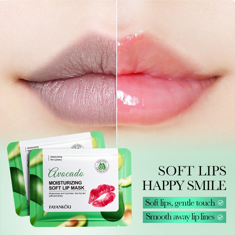 All-english FAYANKOU Avocado Moisturizing Lip Mask, anti-dryness and anti-cracking Moisturizing Pink Lip Patch, cross-border export details Picture